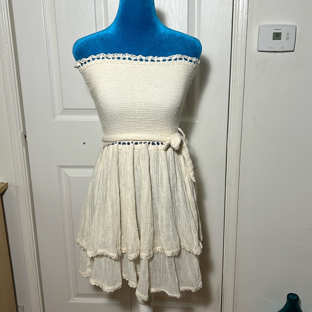 Jen's Pirate Booty Cream Strapless Dress